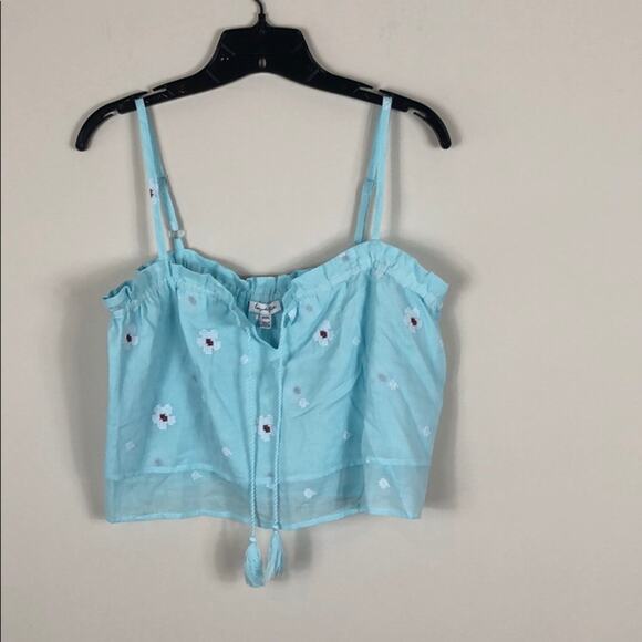 Love Fire Top Tiered Blue Crop Top Ruffle Tassel - Picture 6 of 7